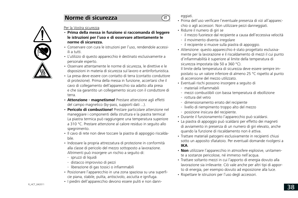 Norme di sicurezza | IKA RCT basic User Manual | Page 38 / 68