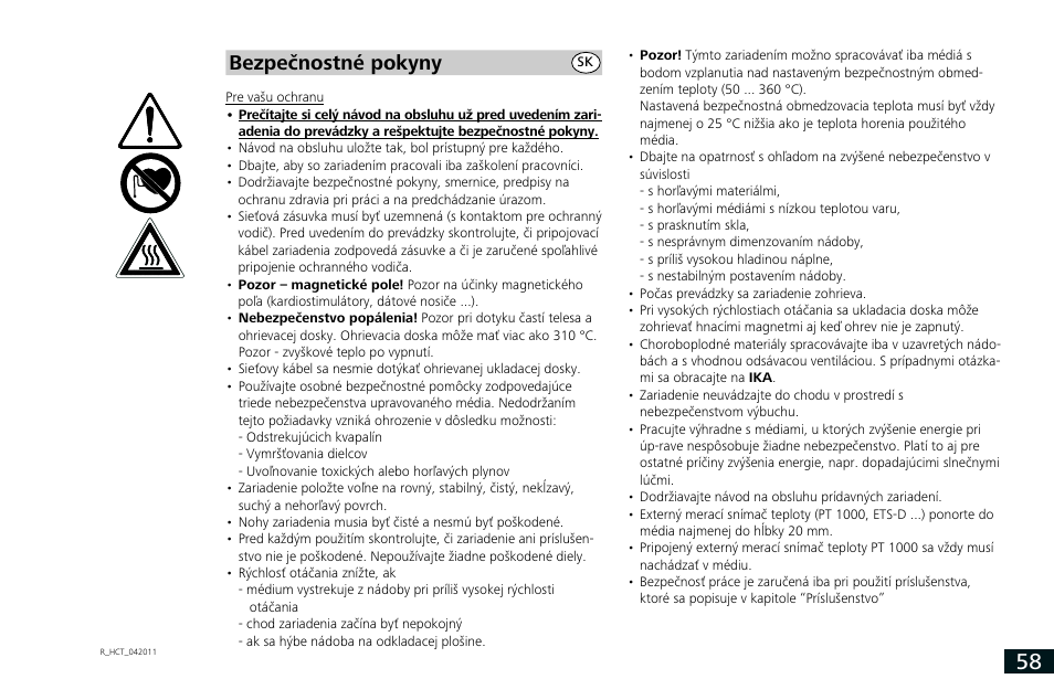Bezpečnostné pokyny | IKA RCT basic User Manual | Page 58 / 68