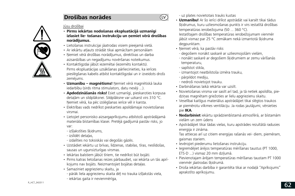 Drošības norādes | IKA RCT basic User Manual | Page 62 / 68