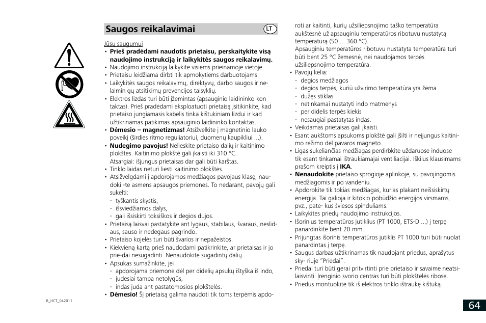 Saugos reikalavimai | IKA RCT basic User Manual | Page 64 / 68