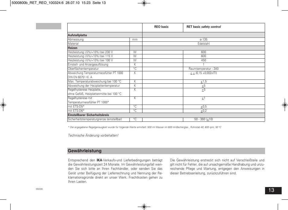 Gewährleistung | IKA RET basic User Manual | Page 13 / 67