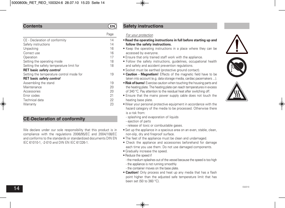 IKA RET basic User Manual | Page 14 / 67