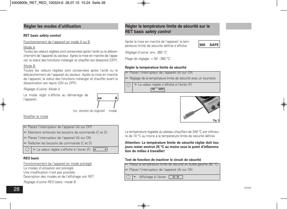 Régler les modes d’utilisation | IKA RET basic User Manual | Page 28 / 67