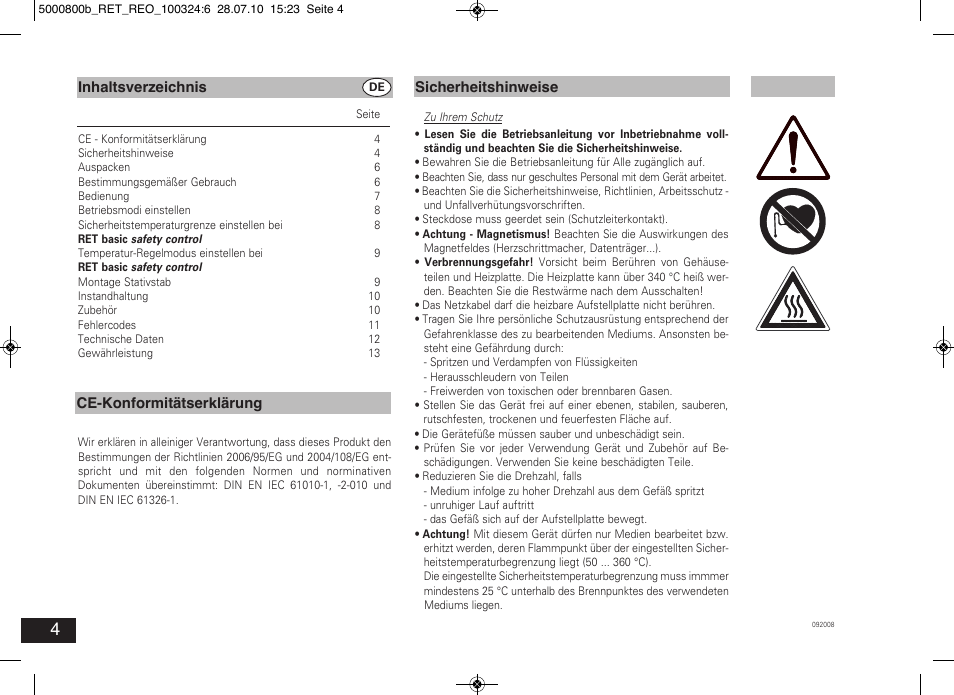 IKA RET basic User Manual | Page 4 / 67