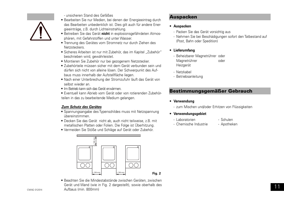 Auspacken bestimmungsgemäßer gebrauch | IKA C-MAG HP 10 User Manual | Page 11 / 36