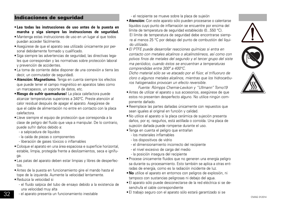 Indicaciones de seguridad | IKA C-MAG HP 10 User Manual | Page 32 / 36