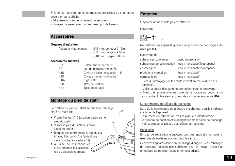Accessoires, Entretien montage du pied de statif | IKA C-MAG HS 10 digital User Manual | Page 19 / 48