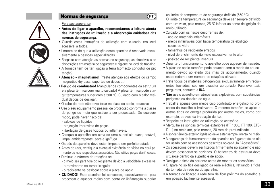 Normas de segurança | IKA C-MAG HS 10 digital User Manual | Page 33 / 48