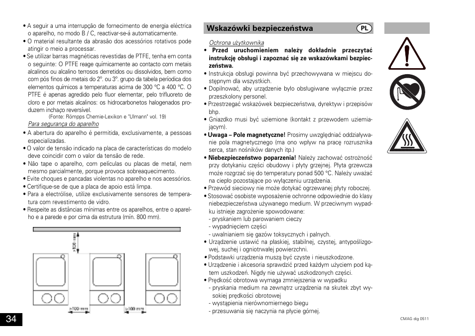 Wskazówki bezpieczeństwa | IKA C-MAG HS 10 digital User Manual | Page 34 / 48