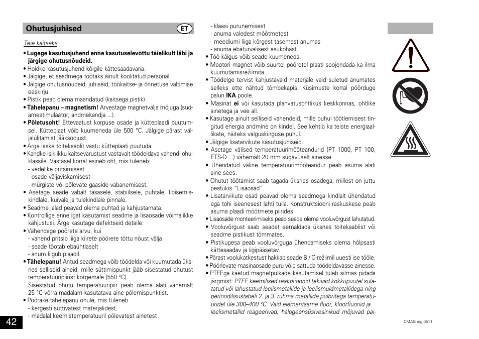 Ohutusjuhised | IKA C-MAG HS 10 digital User Manual | Page 42 / 48