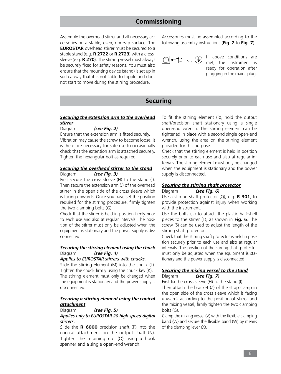 Securing, Commissioning | IKA EUROSTAR 100 digital User Manual | Page 8 / 13