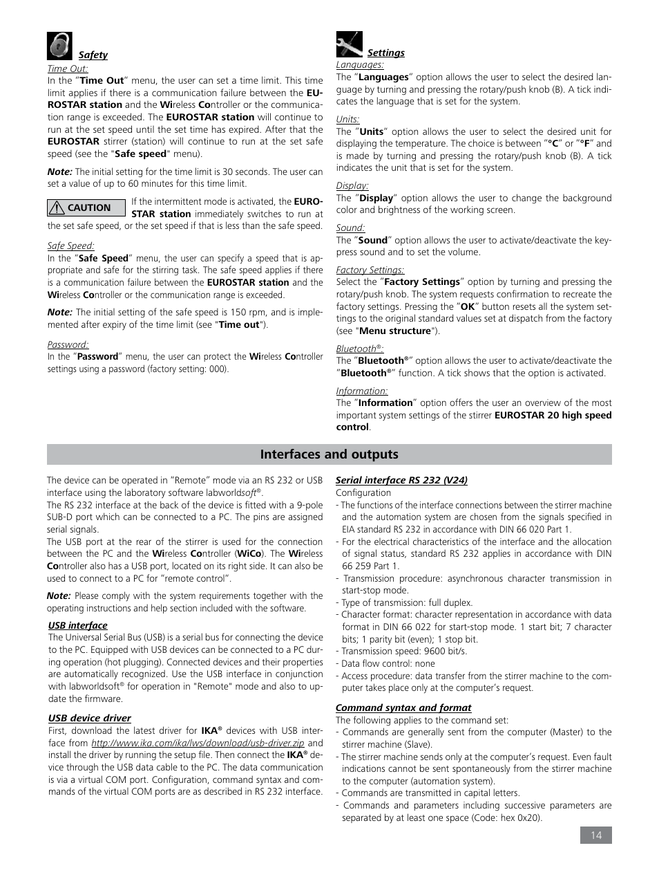 Interfaces and outputs | IKA EUROSTAR 20 high speed control User Manual | Page 14 / 19