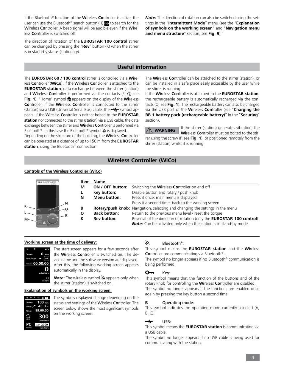 Useful information, Wireless controller (wico) | IKA EUROSTAR 100 control User Manual | Page 9 / 18