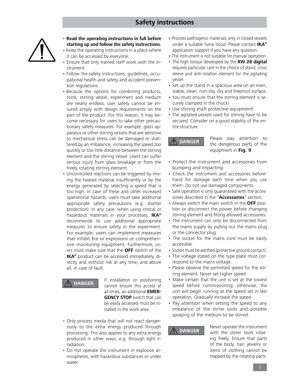 Safety instructions | IKA RW 28 digital User Manual | Page 5 / 13