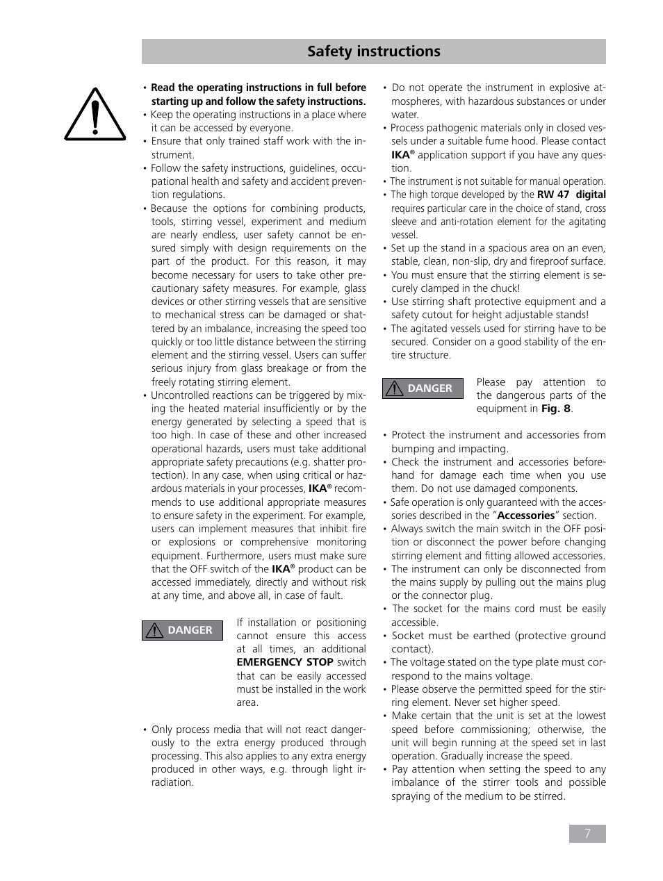 Safety instructions | IKA RW 47 digital User Manual | Page 7 / 17