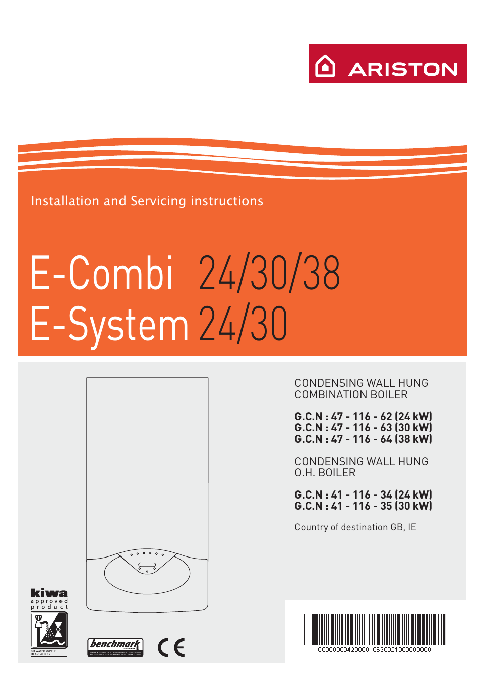 Ariston E-COMBI 24 30 38 User Manual | 56 pages