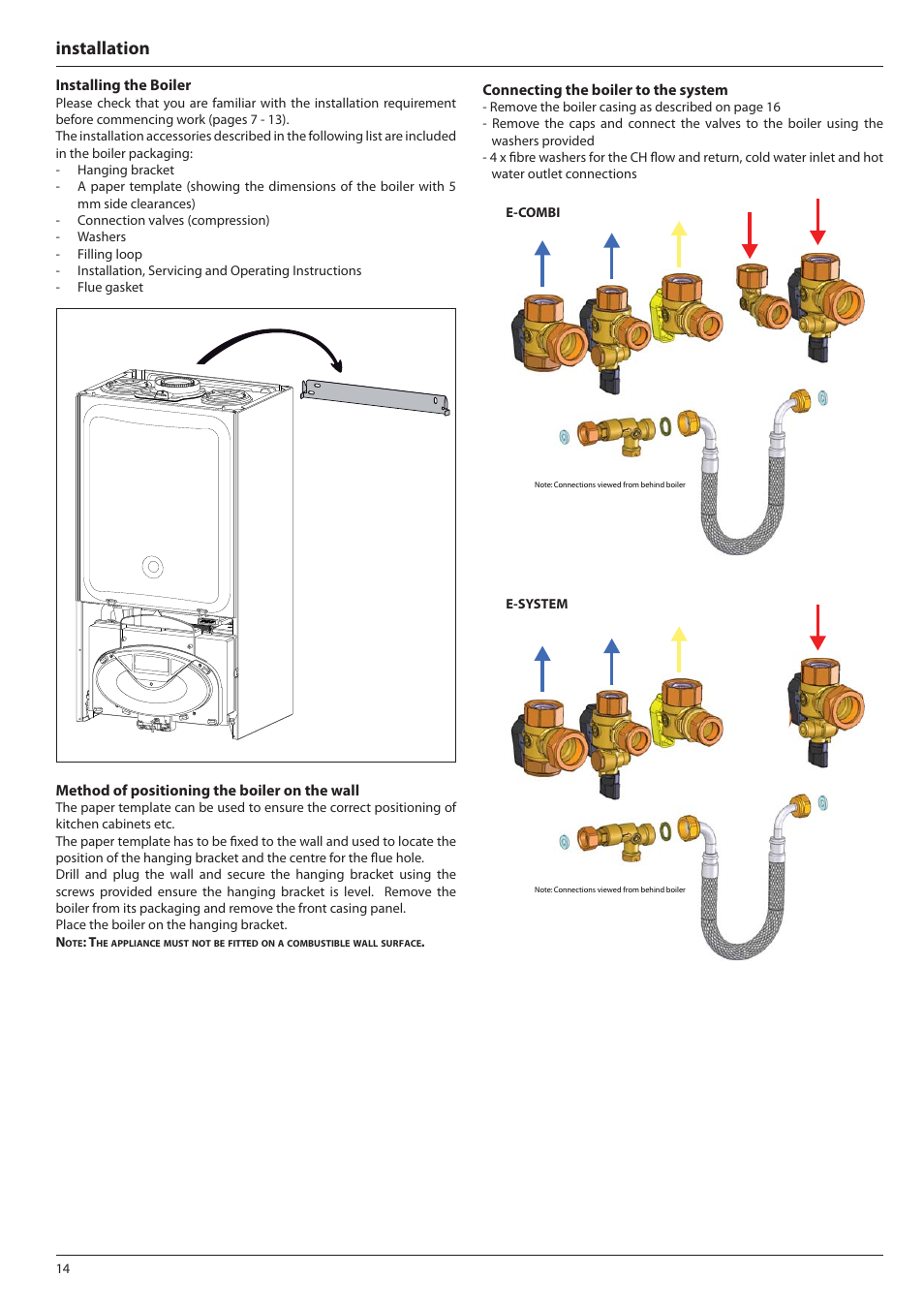 Installation | Ariston E-COMBI 24 30 38 User Manual | Page 14 / 56