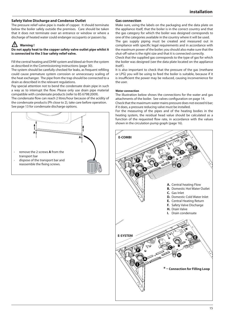 Installation | Ariston E-COMBI 24 30 38 User Manual | Page 15 / 56