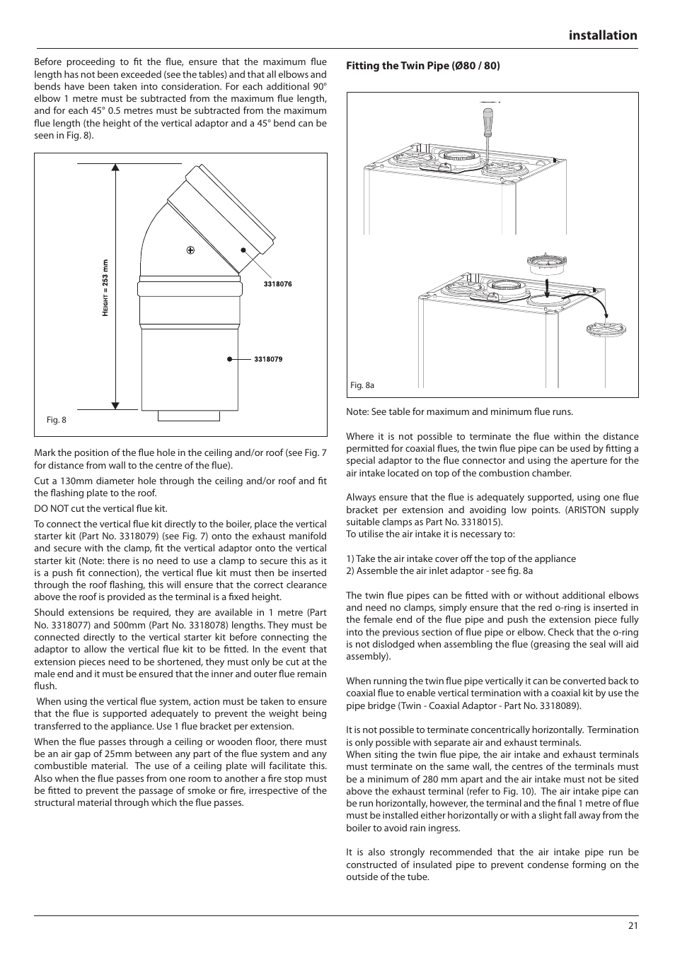 Installation | Ariston E-COMBI 24 30 38 User Manual | Page 21 / 56