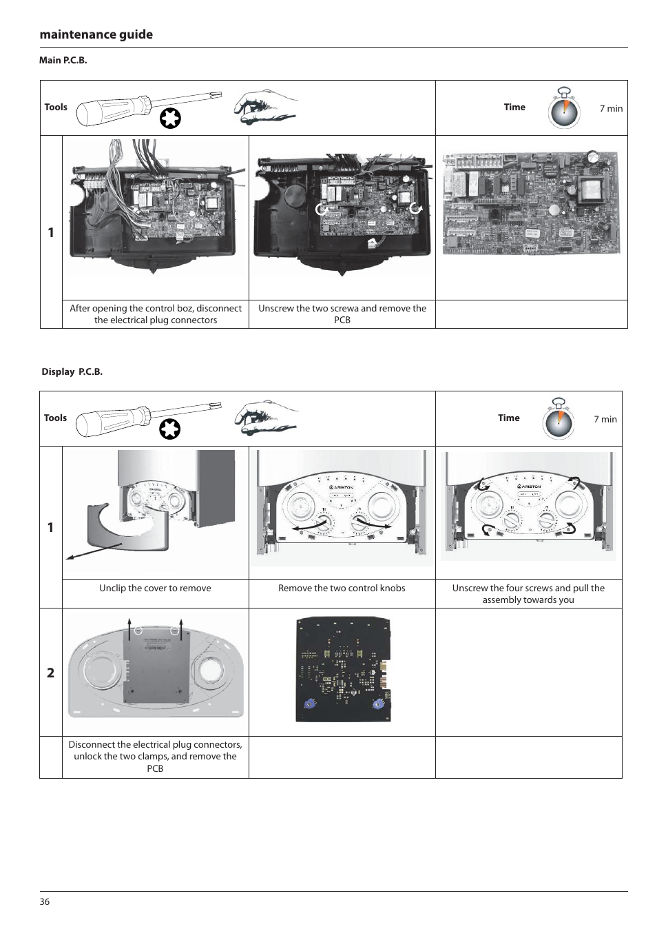Maintenance guide | Ariston E-COMBI 24 30 38 User Manual | Page 36 / 56