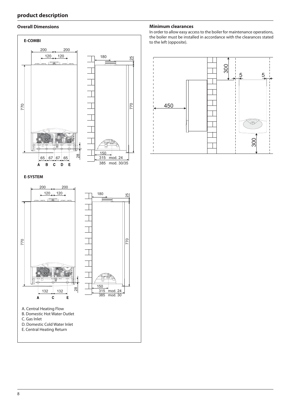 Product description | Ariston E-COMBI 24 30 38 User Manual | Page 8 / 56