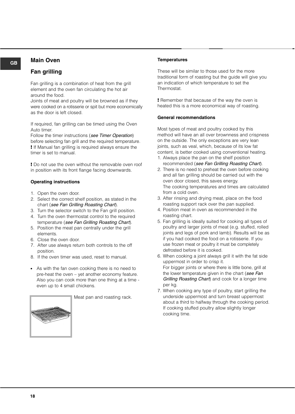 Main oven fan grilling | Ariston DB62 User Manual | Page 18 / 32