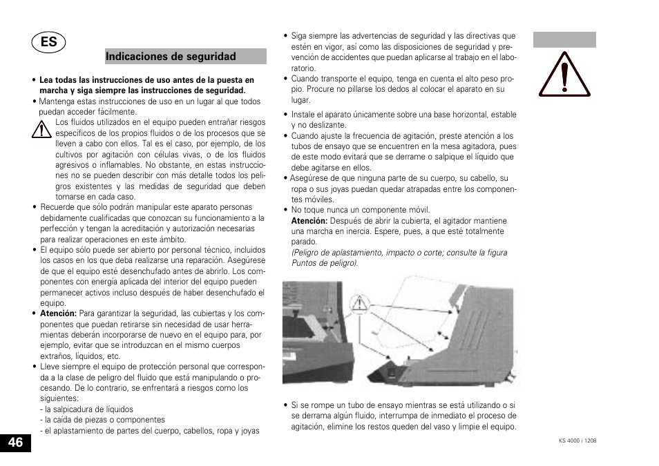 Indicaciones de seguridad | IKA KS 4000 ic control User Manual | Page 46 / 84