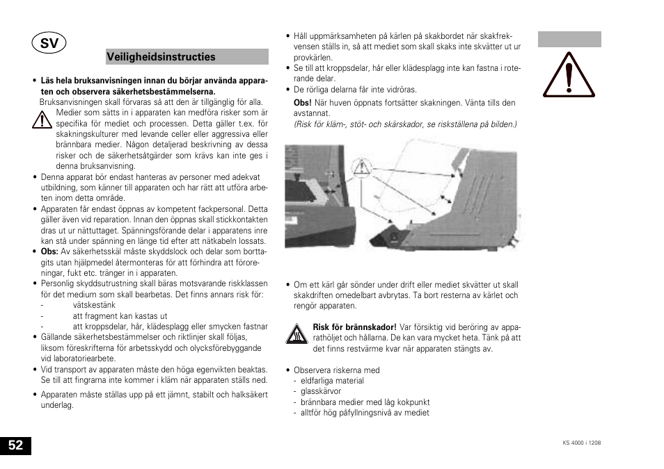 Veiligheidsinstructies | IKA KS 4000 ic control User Manual | Page 52 / 84