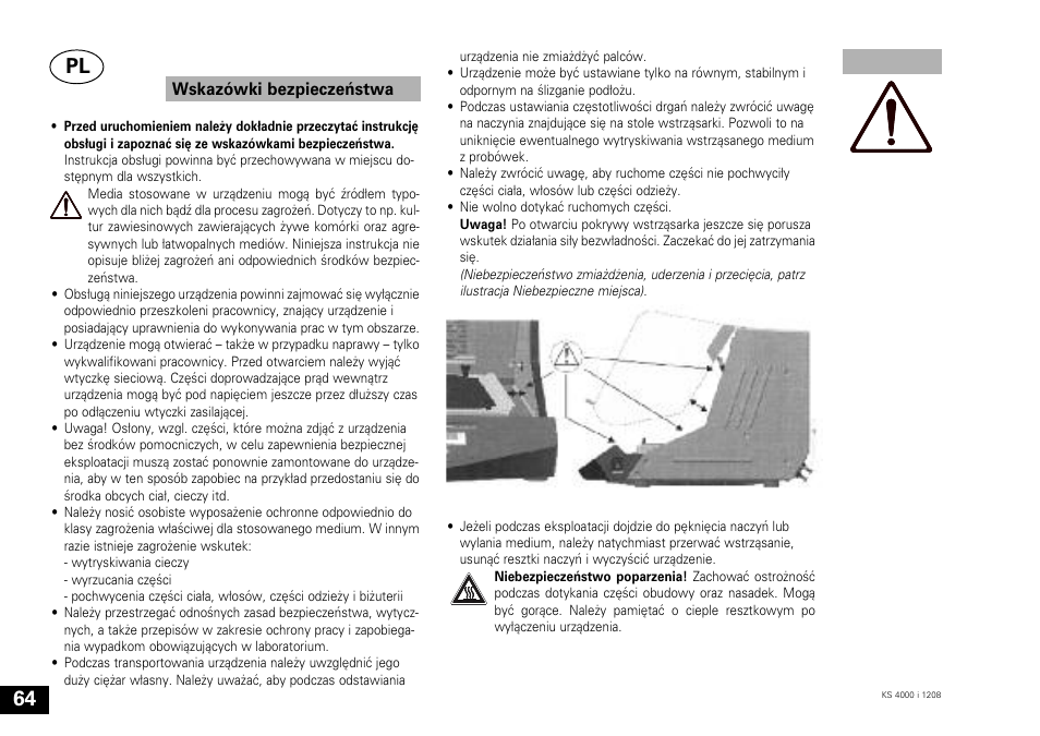 Wskazówki bezpieczeństwa | IKA KS 4000 ic control User Manual | Page 64 / 84