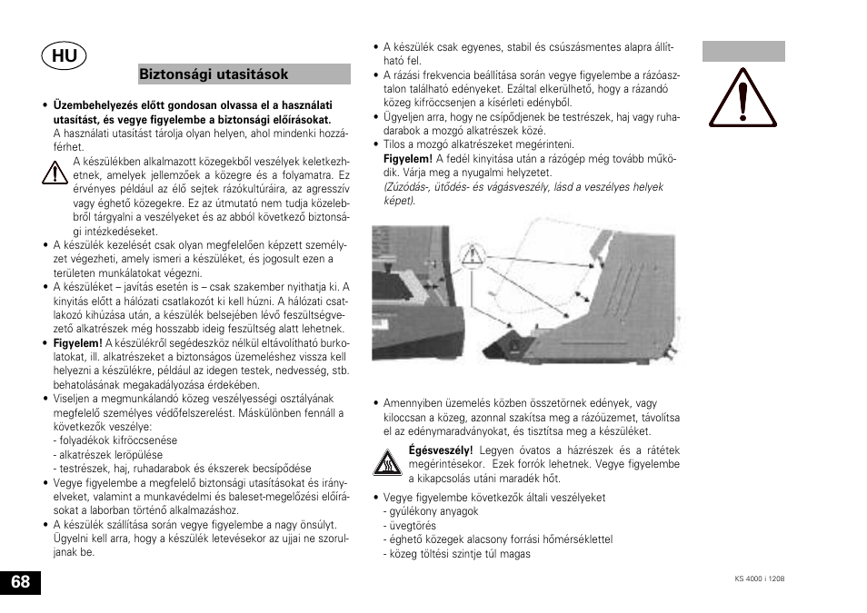 Biztonsági utasitások | IKA KS 4000 ic control User Manual | Page 68 / 84