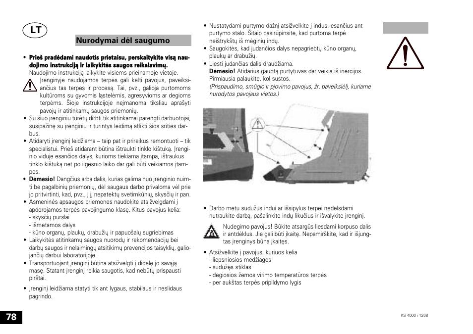 Nurodymai dėl saugumo | IKA KS 4000 ic control User Manual | Page 78 / 84