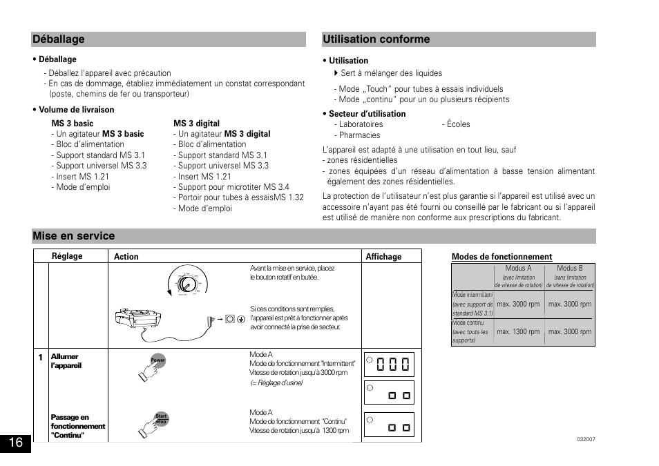 Déballage utilisation conforme mise en service | IKA MS 3 digital User Manual | Page 16 / 40
