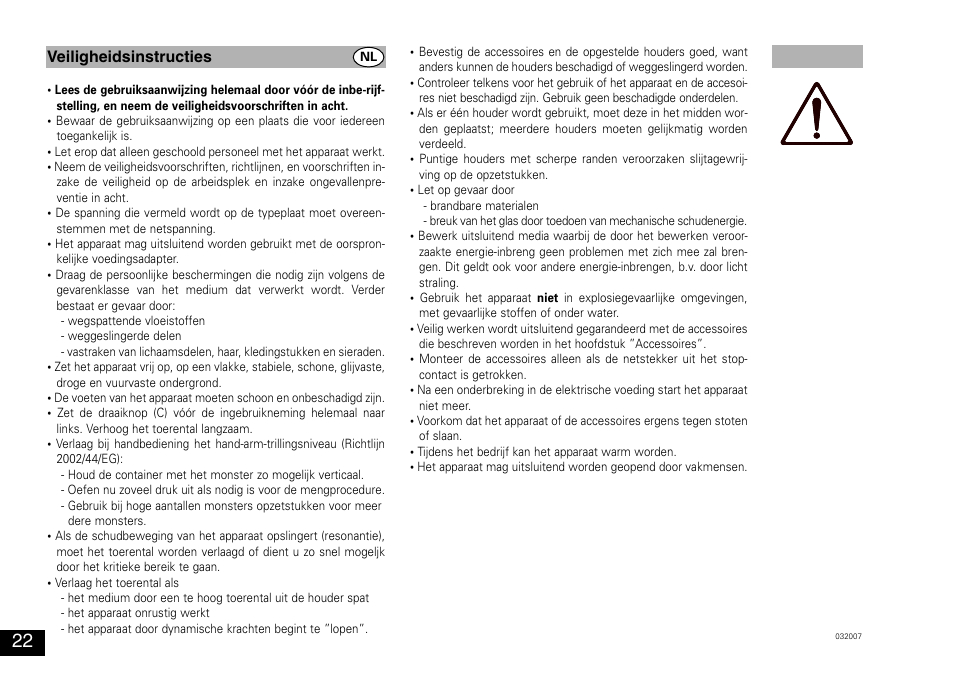 Veiligheidsinstructies | IKA MS 3 digital User Manual | Page 22 / 40