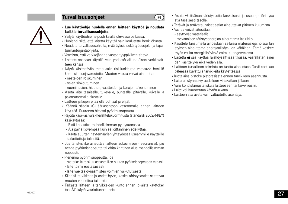 Turvallisuusohjeet | IKA MS 3 digital User Manual | Page 27 / 40