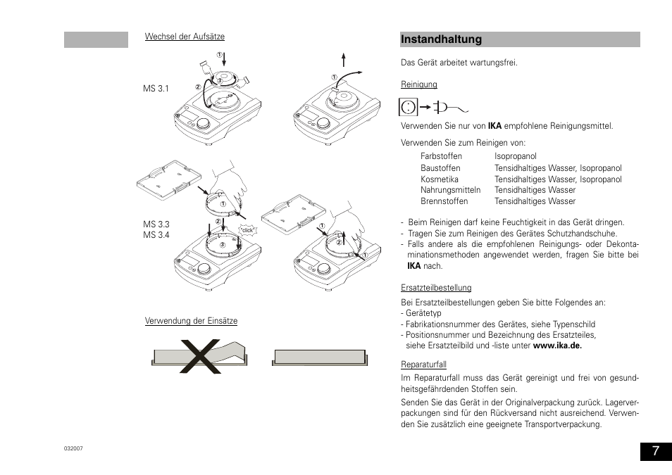 Instandhaltung | IKA MS 3 digital User Manual | Page 7 / 40