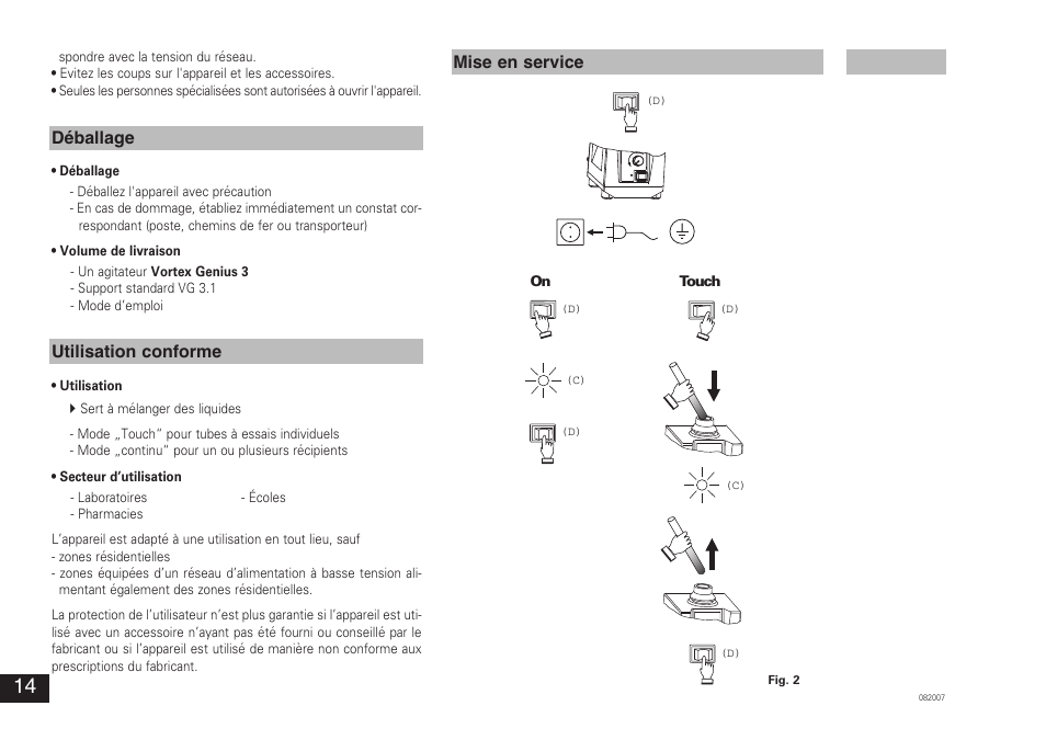 Déballage utilisation conforme, Mise en service | IKA VORTEX 3 User Manual | Page 14 / 36