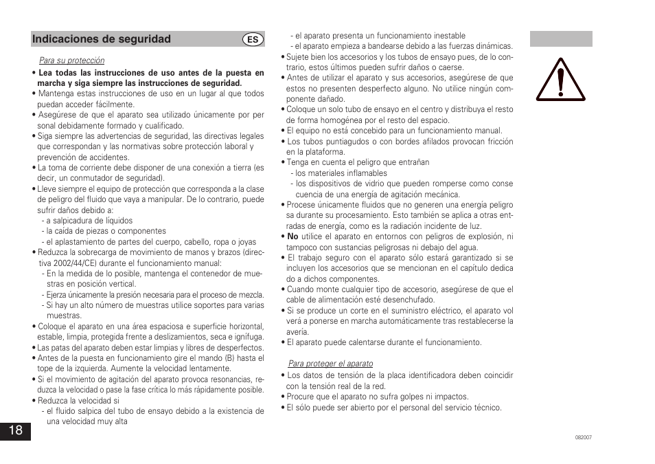 Indicaciones de seguridad | IKA VORTEX 3 User Manual | Page 18 / 36
