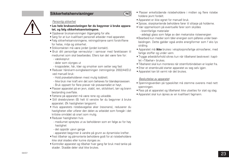 Sikkerhetshenvisninger | IKA VORTEX 3 User Manual | Page 23 / 36