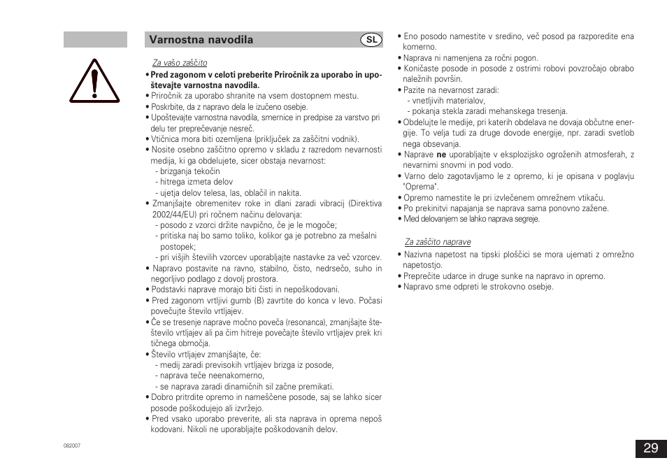 Varnostna navodila | IKA VORTEX 3 User Manual | Page 29 / 36