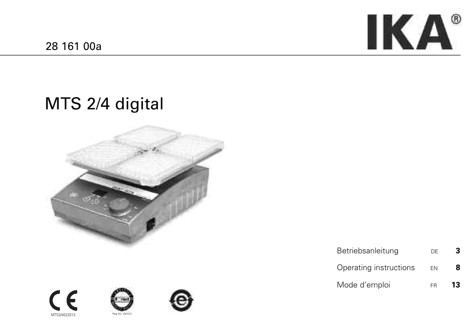 IKA MTS 2/4 digital User Manual | 20 pages