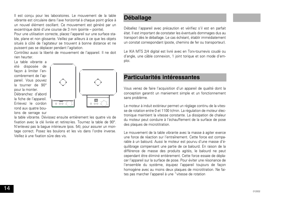 Particularités intéressantes déballage | IKA MTS 2/4 digital User Manual | Page 14 / 20