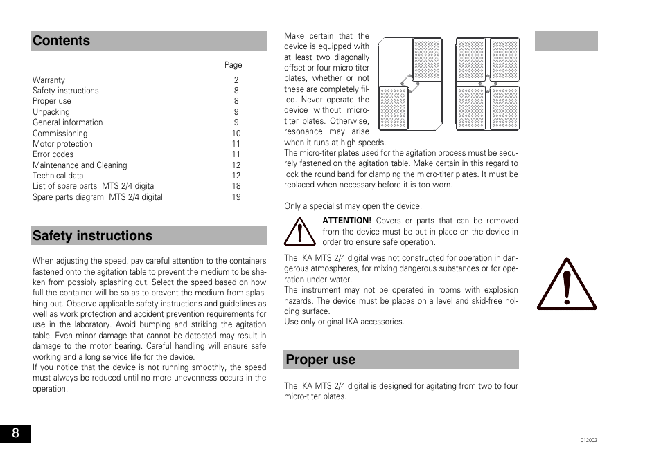 Safety instructions contents proper use | IKA MTS 2/4 digital User Manual | Page 8 / 20