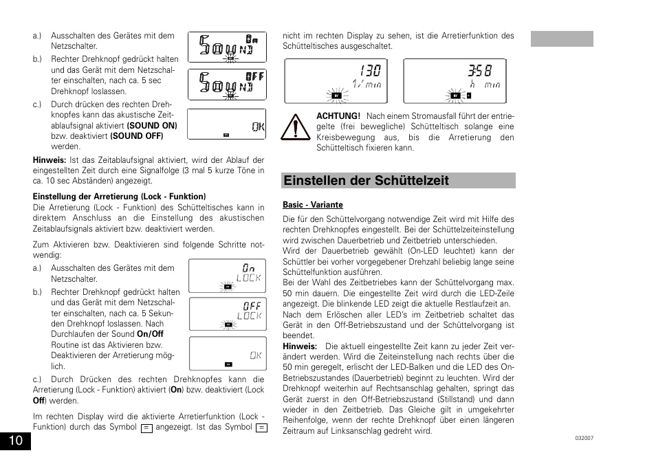 Einstellen der schüttelzeit | IKA KS 130 control User Manual | Page 10 / 56