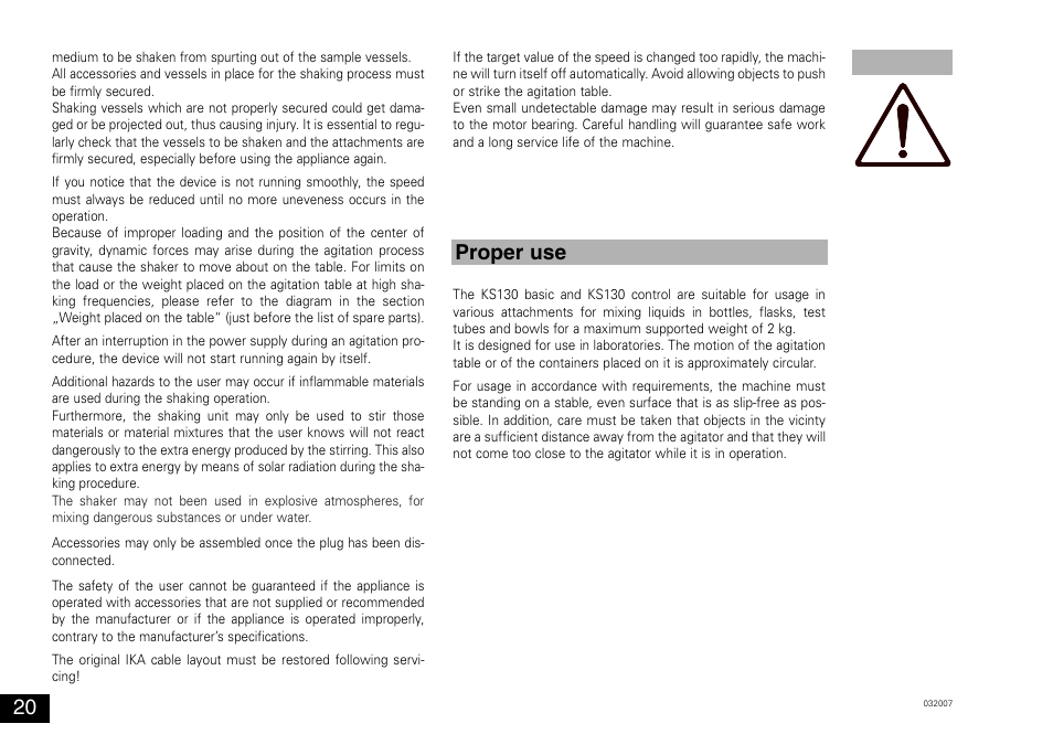 Proper use | IKA KS 130 control User Manual | Page 20 / 56