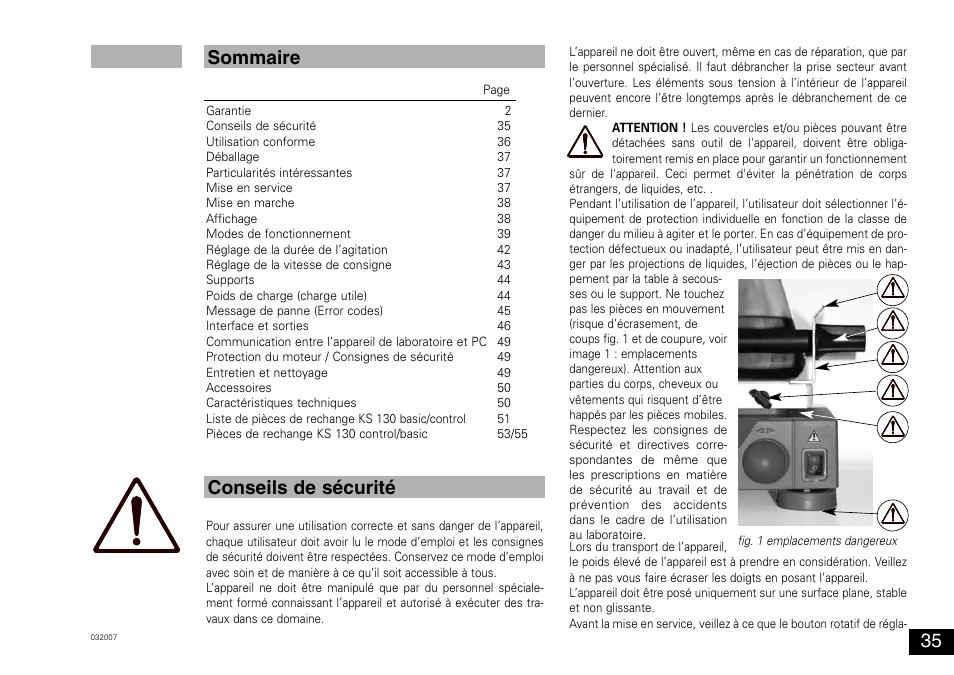 Sommaire conseils de sécurité | IKA KS 130 control User Manual | Page 35 / 56