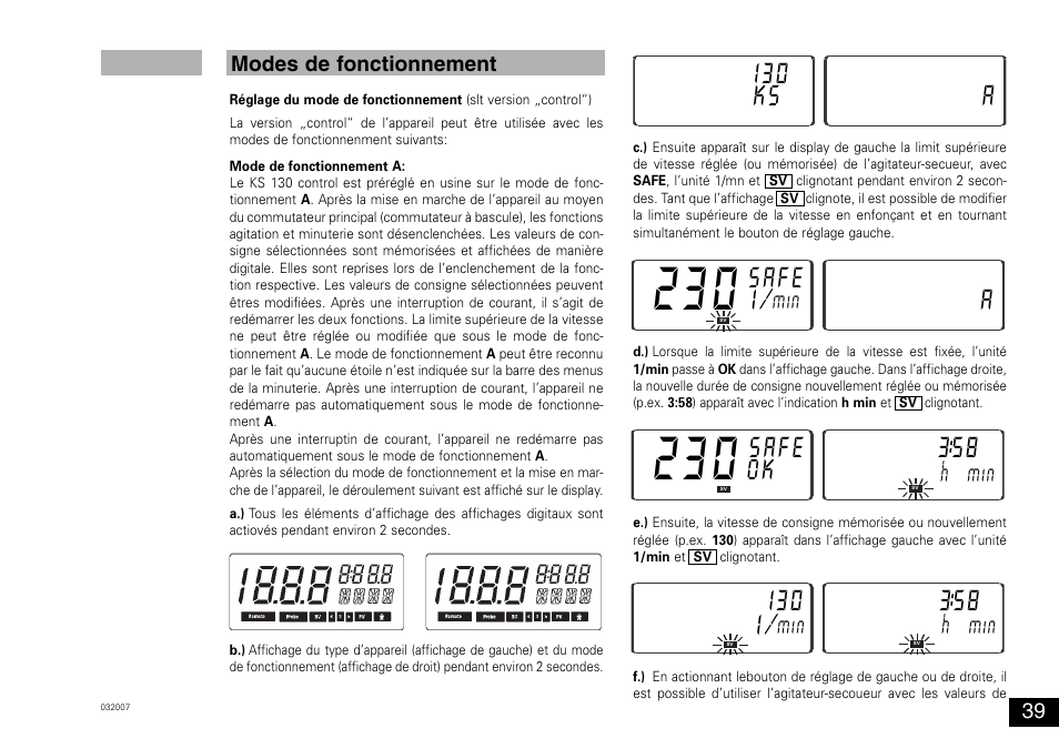 I30 ks a, Safe, Ok i30 i | IKA KS 130 control User Manual | Page 39 / 56