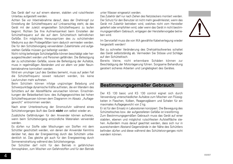 Bestimmungsgemäßer gebrauch | IKA KS 130 control User Manual | Page 4 / 56