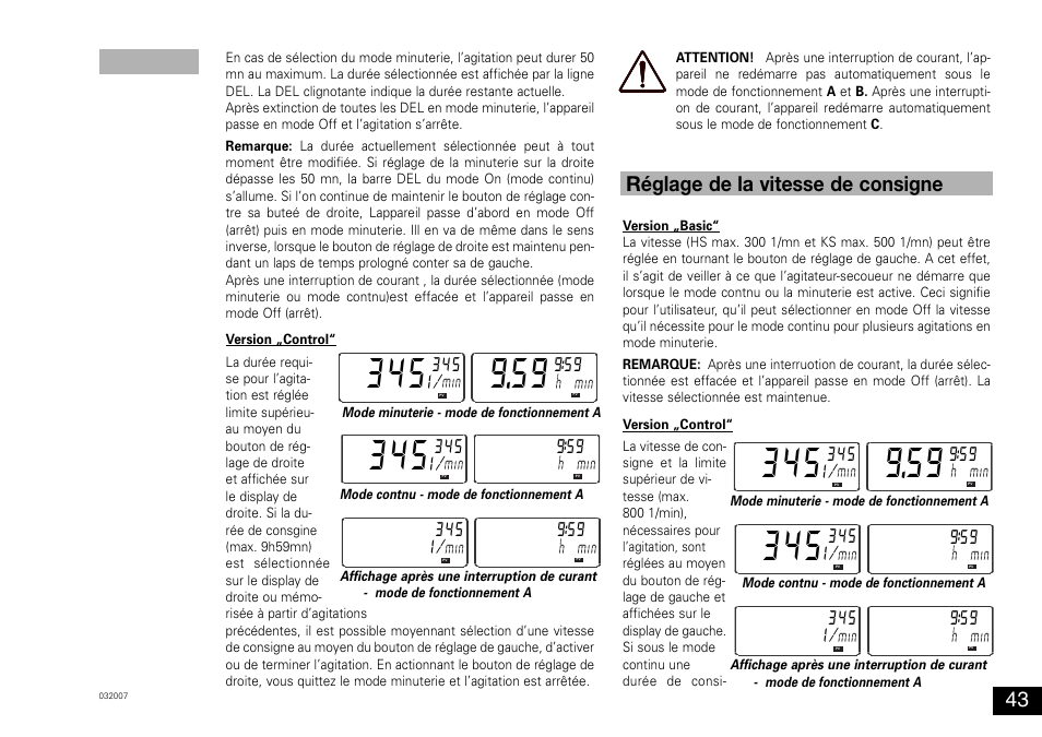 345 i, Réglage de la vitesse de consigne | IKA KS 130 control User Manual | Page 43 / 56