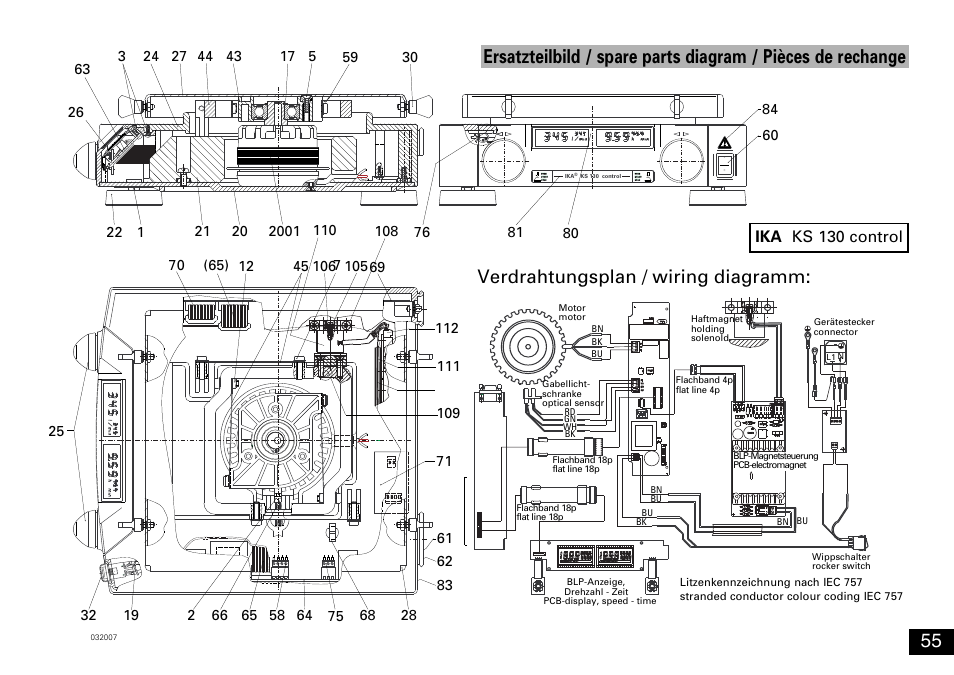 Verdrahtungsplan / wiring diagramm, Ika ks 130 control | IKA KS 130 control User Manual | Page 55 / 56