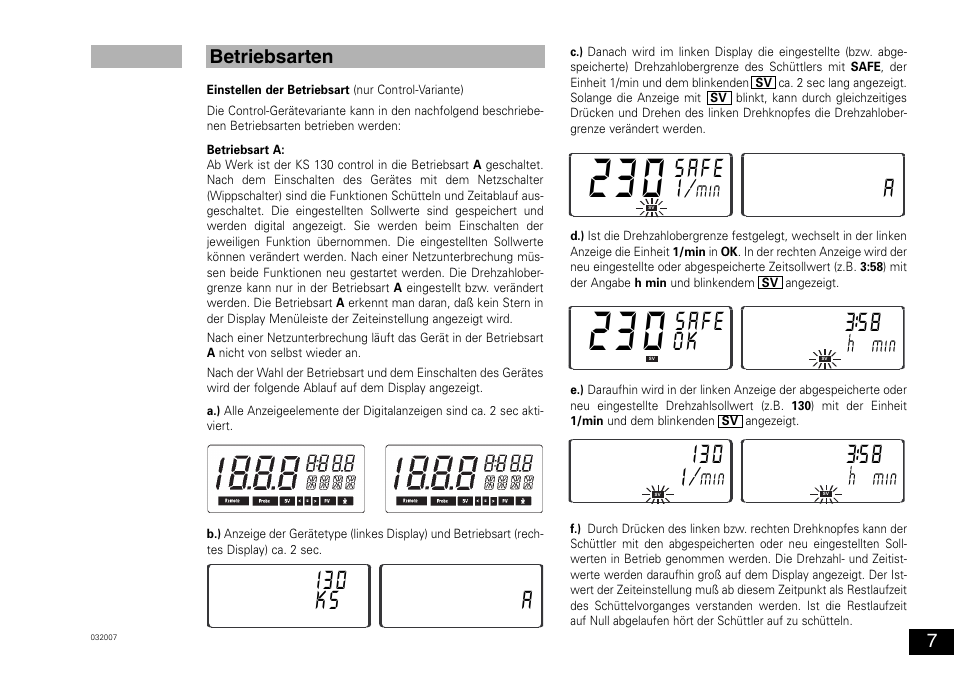 I30 ks a, Safe, Ok i30 i | IKA KS 130 control User Manual | Page 7 / 56